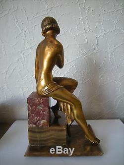 Sculpture art deco en bronze doré statuette femme nue antique statue nude woman
