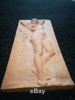 Sculpture art deco en terre cuite femme nue 1930 signée style Cipriani rodin