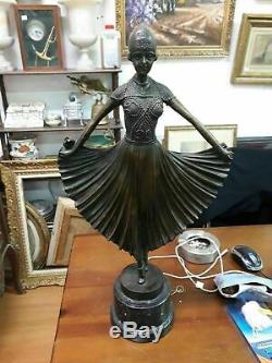 Sculpture bronze ART DECO danseuse signe LEONARD chiparus H 54 cm