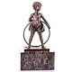 Sculpture Bronze Art Déco Fille Avec Cercle Hoop Girl D'après Ferdinand Preiss