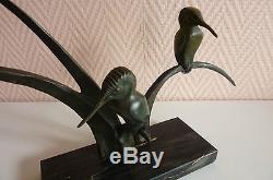 Sculpture bronze art déco groupe de martins pêcheurs. Réf 179/4