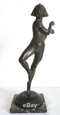 Sculpture bronze danseuse Eugène PIRON 1930 Art Déco