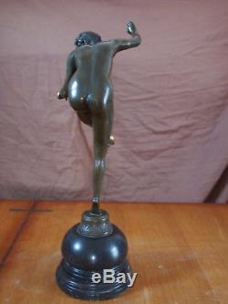 Sculpture bronze jongleuse Art deco signé Colinet statue nue