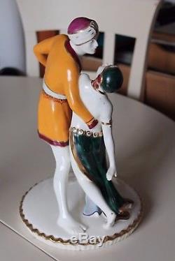 Sculpture danseurs dance art déco porcelaine royal dux dupoma tchecoslovaquie