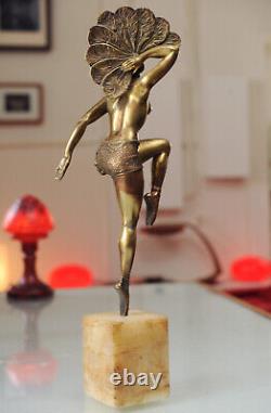 Sculpture en bronze Art Deco signée H. Mollins Danseuse à l'éventail CIRCA 1920