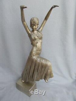 Sculpture en bronze argenté 60cm statue femme danseuse art deco style chiparus