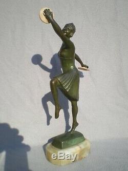 Sculpture en bronze art deco 1930 g. Vacossin femme chryséléphantine antique 30s