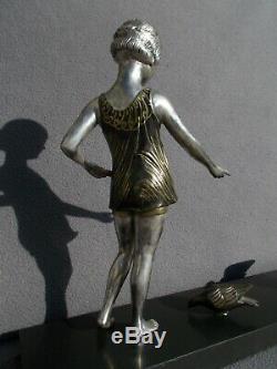 Sculpture enfant fillette & oiseaux art deco 1930 URIANO vintage statue figural