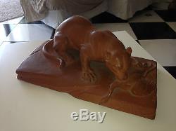 Sculpture leo amaury lionne art deco année 30 terre cuite animaux chasse