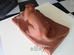 Sculpture leo amaury lionne art deco année 30 terre cuite animaux chasse