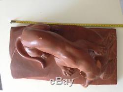 Sculpture leo amaury lionne art deco année 30 terre cuite animaux chasse