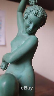 Sculpture statue Art Déco 1930 danseuse nu Max Le Verrier Le Faguay Denis Fayral