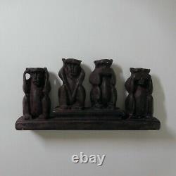 Sculpture statue figurine quatre singes vintage art déco collection maison N5877