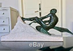 Sculpture statue signée Max Le Verrier Grand modèle Le pêcheur