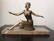 Sculpture Statue Sujet Femme Danseuse En Régule Patiné Sur Marbre Art Déco