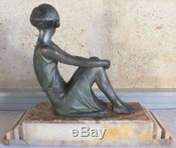 Sega sculpture art déco jeune fille régule onyx