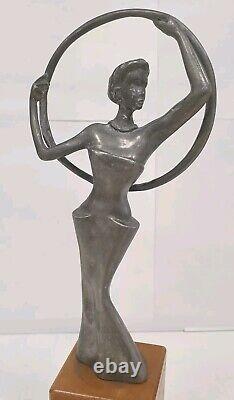 Serre livres sculpture aluminium zinc femme trophee no bronze style Art deco