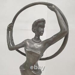 Serre livres sculpture aluminium zinc femme trophee no bronze style Art deco