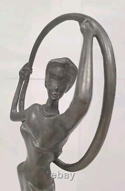 Serre livres sculpture aluminium zinc femme trophee no bronze style Art deco