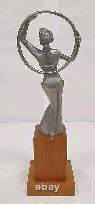 Serre livres sculpture aluminium zinc femme trophee no bronze style Art deco