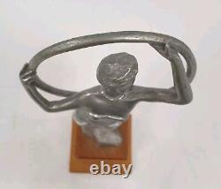 Serre livres sculpture aluminium zinc femme trophee no bronze style Art deco