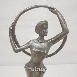 Serre livres sculpture aluminium zinc femme trophee no bronze style Art deco