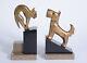 Serres Livres Art Deco Chien & Chat Cubistes Circa 1930