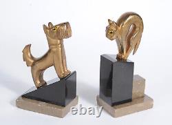 Serres livres Art Deco Chien & Chat Cubistes CIRCA 1930