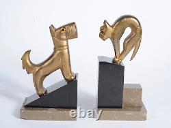 Serres livres Art Deco Chien & Chat Cubistes CIRCA 1930