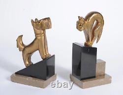 Serres livres Art Deco Chien & Chat Cubistes CIRCA 1930