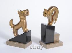 Serres livres Art Deco Chien & Chat Cubistes CIRCA 1930