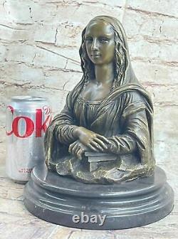 Signé Bronze Noted Mona Lisa Art Sculpture Statue Art Déco Original Figurine