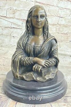 Signé Bronze Noted Mona Lisa Art Sculpture Statue Art Déco Original Figurine