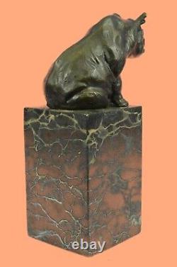 Signé Milo Rhinocéros Avec Corne Bronze Sculpture Art Déco Style Decorativ