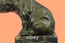 Signé Milo Rhinocéros Avec Corne Bronze Sculpture Art Déco Style Decorativ