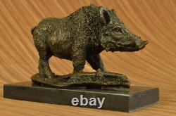 Signé Sanglier Sauvage Chasse Chiens Animal Bronze Sculpture Figurine Art Déco