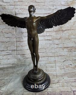Signée A. A. Weinman, Bronze Chair Icarus Sculpture Art Déco Marbre Base
