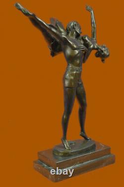Signée Art Déco Bruno Zach Deux Russe Danseuse Bronze Fonte Sculpture Figurine