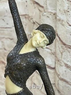 Signée Art Déco Chiparus Ventre Danseuse Bronze Marbre Sculpture Statue Ouvre Nr