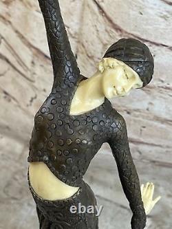 Signée Art Déco Chiparus Ventre Danseuse Bronze Marbre Sculpture Statue Ouvre Nr