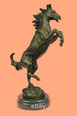 Signée Art Déco Élevage Cheval Racing Bronze Figurine Sculpture Décoratif