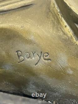 Signée Barye Chouette Oiseau Bronze Sculpture Figurine Marbre Base Art Déco