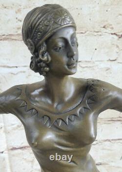Signée Bronze Sculpture Art Déco Très Détaillé D. Chiparus Statue Sur Marbre