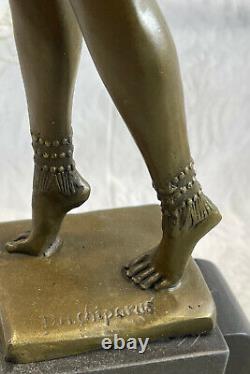 Signée Chiparus Élégant Danseuse En Véritable Bronze Art Déco Sculpture Fonte
