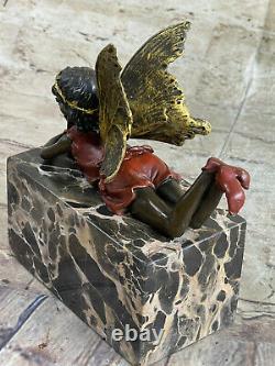 Signée Forêt Fairy Par Miguel Lopez Bronze Art Déco Sculpture Statue Figurine