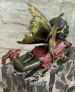 Signée Forêt Fairy Par Miguel Lopez Bronze Art Déco Sculpture Statue Figurine