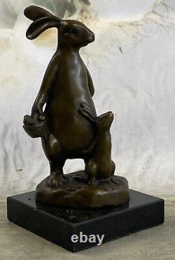 Signée Milo Bronze Sculpture Statue Art Lapin Deco Maison Jardin Décor Figurine