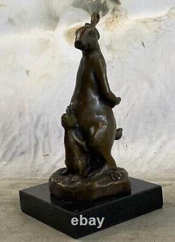 Signée Milo Bronze Sculpture Statue Art Lapin Deco Maison Jardin Décor Figurine