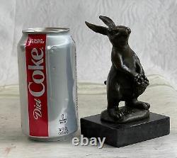 Signée Original Ouvre Lapin Par Miguel. Lopez Sculpture Statue Bronze Deco Art