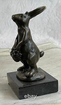 Signée Original Ouvre Lapin Par Miguel. Lopez Sculpture Statue Bronze Deco Art